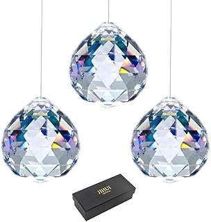 JIHUI Clear Glass Crystal Ball Prism Pendant Suncatcher 40 mm