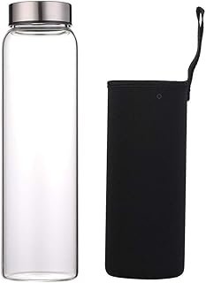 sunkey Glass Water Bottle 32 oz High Borosilicate with Neoprene Sleeve L...
