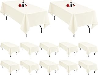 MTREO 12 Pack Cream Tablecloth 60 x 102 Inch Table Cloth for 6 Foot Rect...