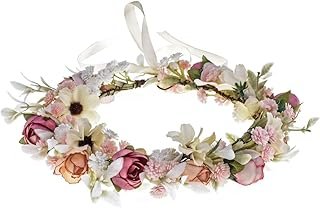 Floral Fall Camellia Flower Crown Rose Headpiece Wedding Bridal Flower G...