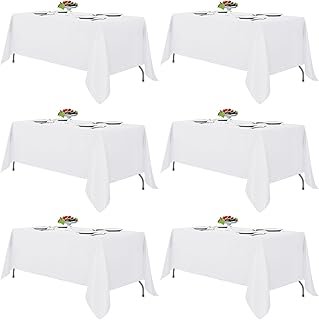 Fitable White Tablecloths for Rectangle Tables, 6 Pack - 70 x 120 Inches...