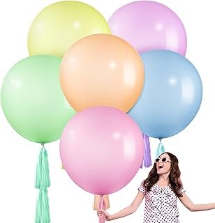 Gejoy 12 Set Jumbo Pastel Balloons 36 Inch Macaron Balloon with Tassels ...