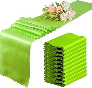 10 Pack Lime Green Satin Table Runners 12x108 Inches Party Table Runner ...