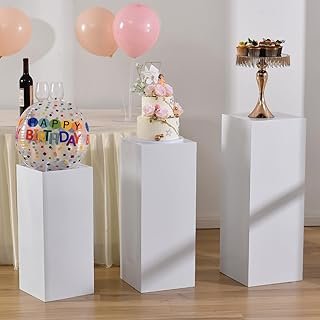Vincidern 3PCs Metal Pedestal Stand for Party, White Display Stands Pill...