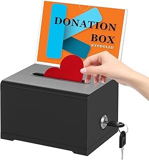 KYODOLED Black Suggestion Box with Slot and Lock for Voting, Donation Bo...