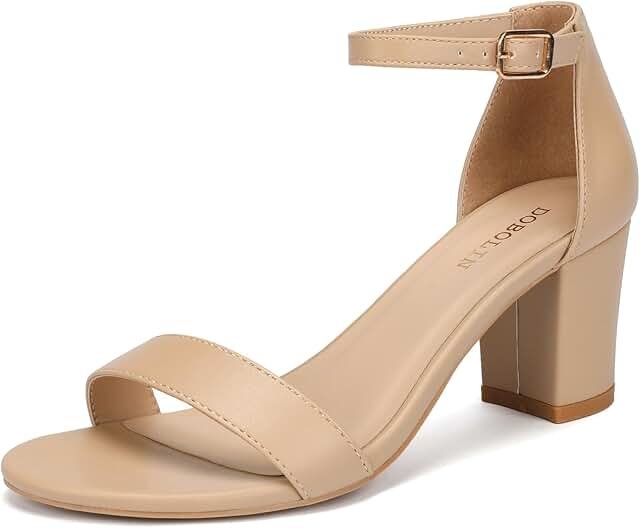 Women's Heeled Sandals Open Toe Ankle Strap 2.5-Inch Chunky Heels Dress ...