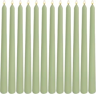12-Pack Sage Green Taper Candles, 10 Inch Unscented Dripless Candlestick...