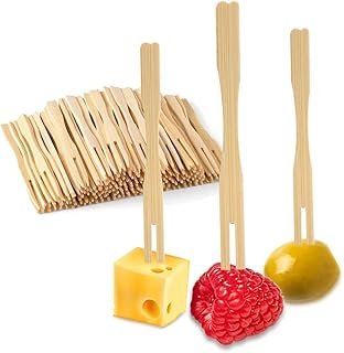 Bamboo Forks,3.5 inch,200 PCS, Mini Food Picks Skewers for Appetizer, Fr...