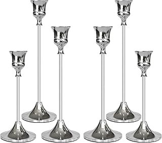 Candlestick Holders Silver, 6 Packs Taper Candle Holder for Candlesticks...