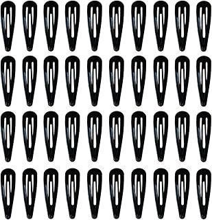 40 Pack Black 2 Inch Barrettes Women Metal Snap Hair Clips Accessories