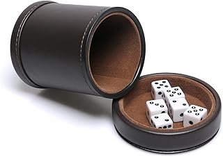 PU Leather Dice Cup with Lid, Dark Chocolate Leatherette and Dark Brown ...