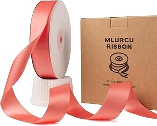 Light Coral Ribbon 1 Inch Coral Satin Ribbon 50 Yards Double Faced Satin...