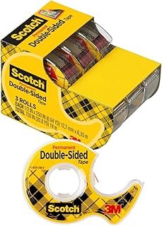 Scotch® Double-Sided Tape, 1/2 in x 250 in (12.7 mm x 6.35 m), 3 Pack