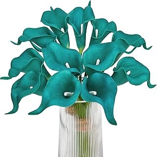 Letjolt Artificial Calla Lily Teal Flowers for Wedding Bouquet Flower 12...