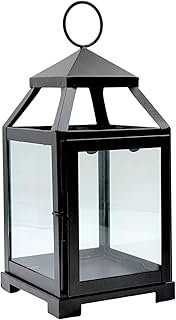 Hosley 12 Inch High Clear Glass and Iron Classic Style Lantern Ideal Gif...
