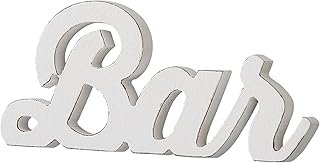 Rustic Coffee Bar Signs for Home Bar Wall 9 Inch, Distressed White Bar D...