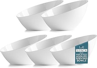 Posh Setting - White Plastic Serving Bowls for Party Angled Bowls Dispos...