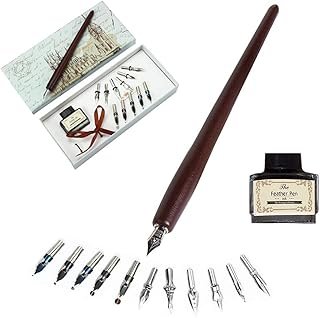 Calligraphy Pens Set -Wooden Dip Pen Handcrafted Calligraphy Set with 11...