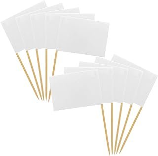 [100 Pack] Blank Toothpick Flags, Cheese Markers for Charcuterie Board F...