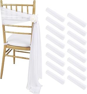 White Chair Sashes 16 Packs 8ft Long Aisle Wedding Chair Back Side Decor...