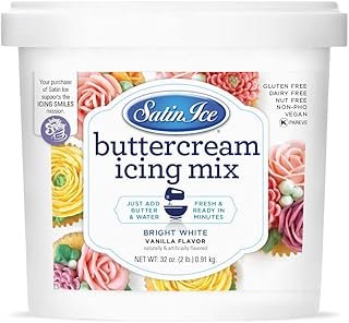 Satin Ice Bright White Buttercream Icing Mix For Cake Decorating (2 Pounds)