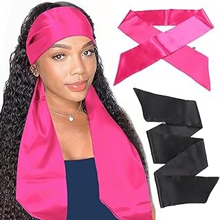 XTREND 2Pcs Satin Edge Scarves for Wig 58 Inch Women's Laying Scarf for ...