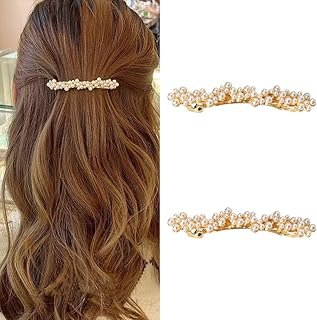 Pearl Hair Clips Barrettes for Women Elegant French Barrettes for Thin T...