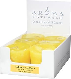 Aroma Naturals Ambiance Votive Candle, Yellow/Orange/Lemongrass, 6 Count