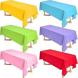 Peryiter 6 Pcs Assorted Color Fabric Rectangle Tablecloth 60 x 83 Inch S...