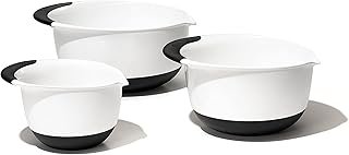 OXO Good Grips 3- Piece Plastic Mixing Bowl Set, 2500 ml,White/Black