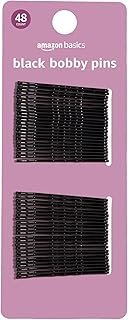 Amazon Basics Bobby Pins, Black Hair Pins for all Hair types, 48 Count