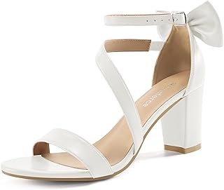 Chunky Heels for Women Wedding: Silver 8 Comfortable Ladies Bow Heel San...