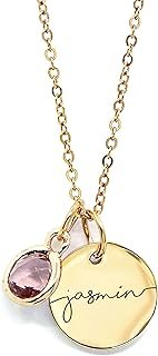 MignonandMignon Birthstone Name Necklace Personalized Jewelry for Women ...