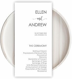 Personalized Printed Wedding Programs, Set of 20 Wedding Menu, Modern We...