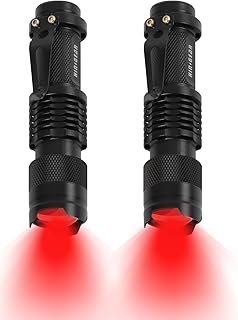2 Pack Red Flashlight LED Single Mode Light 1 Mode LED Torch Scalable Re...
