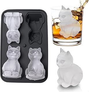 3D Cat Ice Cube Mold, Admaison Ice Cube Tray with Funnel with Funnel for...