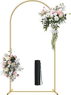 6.6FT Metal Wedding Arch Stand Gold Square Arched Backdrop Frame for Par...
