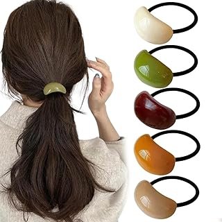 5 Pack Decorative Hair Ties Acrylic Semi-Arc Ponytail Holders Elastics H...