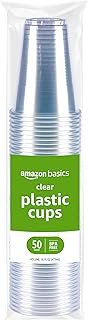 Amazon Basics Disposable Clear Plastic Cups, 16oz, 50 Count