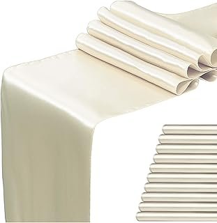 Satin Ivory Table Runner 12 x 108 Inches Pack of 10 Long Table Runner fo...
