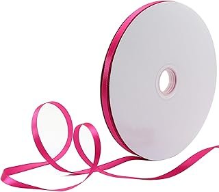 100 Yards 1/4 Inch Fuchsia Satin Ribbon, Solid Fabric Ribbon Roll for Gi...