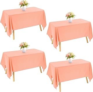 4 Pack Rectangle Tablecloth for 6 Foot Tables Washable Polyester Table C...