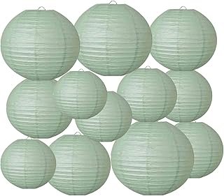 Dusty Sage Green Paper Lanterns Decorative Hanging Lanterns - Soft Matte...
