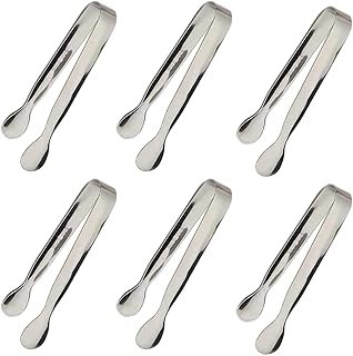 6PCS Ice Tongs Mini Sugar Tongs 4.25Inch Stainless Steel Small Serving T...