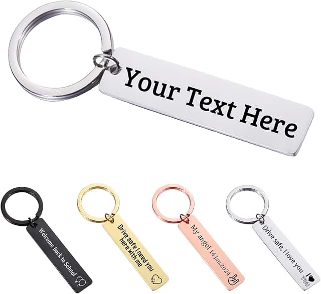 Customized Double-sided Keychain Stainless Steel Personalized Engraved T...