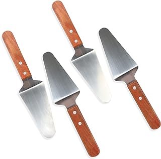 4 Pcs Stainless Steel Pizza Servers with Wooden Handle, Triangular Spade...