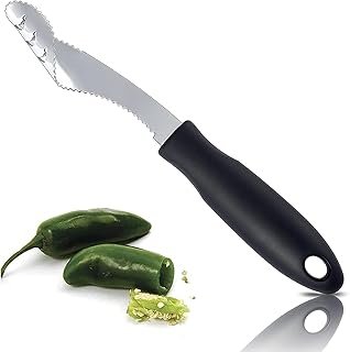 Jalapeno Corer Tool with Serrated Slice and Rubber Handle Easily Seed Re...