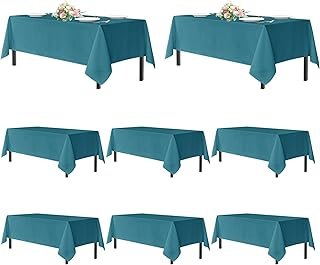 sancua Teal Tablecloths for 6 Foot Rectangle Tables, 8 Pack - Washable P...