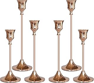 Candlestick Holders Rose Gold, 6 Packs Taper Candle Holder for Candlesti...