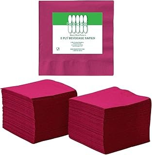 Perfect Stix - 2 Ply Burgundy-100ct 2 Ply Burgundy Napkin-100 Paper Cock...